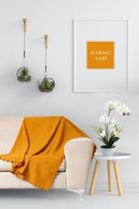 Soft Kare Porto Pamuklu - Polyester Polar Süngersiz Düz Su Geçirmez Hardal Tekli Koltuk Örtüsü 175x215 cm