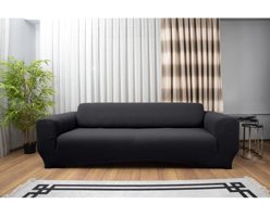 Haton Home Pamuklu - Polyester Likralı Süngersiz Düz Giydirmeli Gri Üçlü Koltuk Örtüsü 180x230 cm