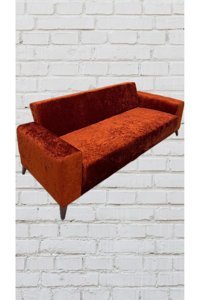 Şahane Ev Kadife Likralı Jakarlı Süngersiz Kamuflaj Desenli Giydirmeli Kiremit Üçlü Koltuk Örtüsü 140 cm