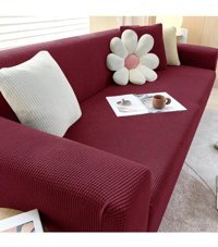 Uyumev Pamuklu - Polyester Likralı Süngerli Çizgili Giydirmeli Bordo Tekli Koltuk Örtüsü 180x230 cm