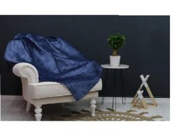 Ateş Tekstil Polyester Süngerli Mermer Desenli Mavi Tekli Koltuk Örtüsü 170x210 cm