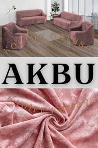 Akbu Kadife Süngersiz Düz Giydirmeli Lastikli Pembe Tekli Koltuk Örtüsü 180x230 cm