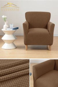 Uzhanem Pamuklu - Polyester Bürümcük-Likralı Süngerli Armürlü Giydirmeli Kahverengi Tekli Koltuk Örtüsü 60x85 cm