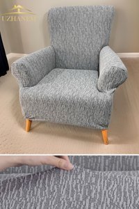 Uzhanem Pamuklu - Polyester Bürümcük-Likralı Jakarlı Süngerli Çizgili Giydirmeli Gri Tekli Koltuk Örtüsü 60x90 cm