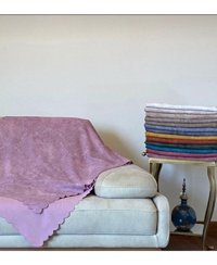 Poyraz Garanti Akrilik Nubuk Jakarlı Süngersiz Düz Mor Üçlü Koltuk Örtüsü 180x220 cm