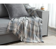 English Home Agata Pamuklu Kanvas Saçaklı Süngersiz Armürlü Kaymaz Gri Üçlü Koltuk Örtüsü 130x170 cm