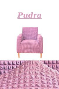 E Bahar Polyester Bürümcük Jakarlı Süngersiz Armürlü Giydirmeli Pembe Tekli Koltuk Örtüsü 80x120 cm