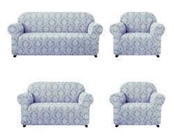 Elgeyar Polyester Likralı Jakarlı Süngersiz Giydirmeli Gri Yedili Koltuk Örtüsü 180x230 cm