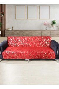 Deneme Zamanı Polyester Polar Jakarlı Süngerli Bordo Üçlü Koltuk Örtüsü 170x210 cm