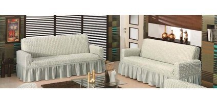 Evory Pamuklu - Polyester Bürümcük Jakarlı Süngersiz Armürlü Giydirmeli Gri Altılı Koltuk Örtüsü