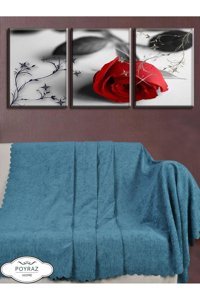 Poyraz Garanti Şönil Nubuk Jakarlı Süngersiz Düz Turkuaz Üçlü Koltuk Örtüsü 175x215 cm