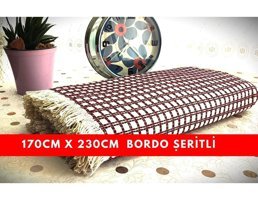 A.Z.H. Windores Pamuklu - Polyester Süngersiz Armürlü Bej - Bordo Tekli Koltuk Örtüsü 180x320 cm