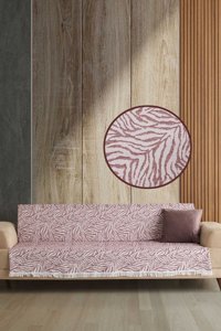 Ladynil Pamuklu Saçaklı Süngersiz Geometrik Desenli Mor Tekli Koltuk Örtüsü 160x210 cm