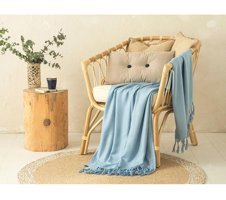 English Home Palmier Pamuklu Kanvas Saçaklı Süngersiz Armürlü Lacivert Tekli Koltuk Örtüsü 130x160 cm