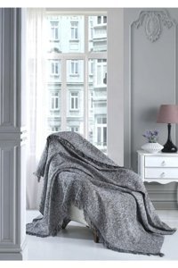 Nasır Home Pamuklu Saçaklı Süngersiz Düz Yeşil Tekli Koltuk Örtüsü 180x220 cm