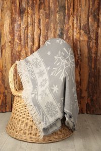 Star Home Collections Pamuklu Polar Saçaklı Süngersiz Geometrik Desenli Gri Tekli Koltuk Örtüsü 170x220 cm