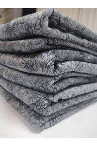 Selçuklu Tekstil Polyester Polar Pofuduk Süngerli Çizgili Antrasit Üçlü Koltuk Örtüsü 175x210 cm