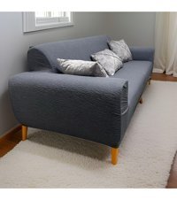 Hanemce Pamuklu - Polyester Likralı Süngersiz Kırçıllı Giydirmeli Antrasit Üçlü Koltuk Örtüsü 180x237 cm