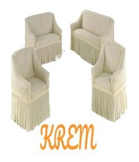 Furkanticaret Polyester Bürümcük Süngersiz Düz Giydirmeli Krem 3-2-1-1 Koltuk Örtüsü 230x180 cm