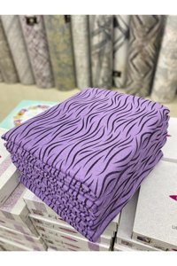 Saraylı Home Kadife Tay Tüyü Jakarlı Süngerli Çizgili Su Geçirmez Mor Üçlü Koltuk Örtüsü 170x210 cm