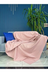 Bella Home Şönil Süngersiz Düz Pembe Tekli Koltuk Örtüsü 170x220 cm