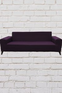 Şahane Ev Mikro Polyester Likralı Jakarlı Süngersiz Düz Giydirmeli Lastikli Fuşya Üçlü Koltuk Örtüsü 27x32 cm