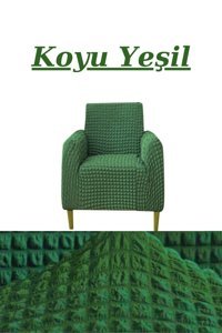 E Bahar Polyester Bürümcük Jakarlı Süngersiz Armürlü Giydirmeli Yeşil Tekli Koltuk Örtüsü 80x120 cm