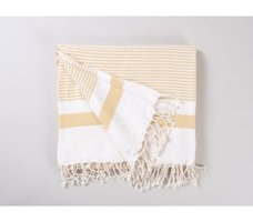 Buldan Ulvi Pamuklu Kanvas Püsküllü Süngersiz Armürlü Sarı Üçlü Koltuk Örtüsü 170x210 cm