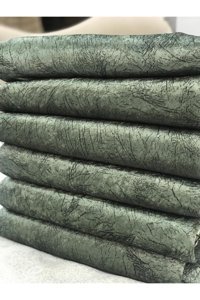 Selçuklu Tekstil Polyester Polar Pofuduk Süngerli Çizgili Yeşil Üçlü Koltuk Örtüsü 185x215 cm