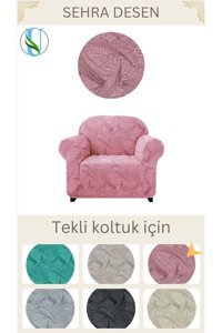 Uy Style Tekstil Likralı Jakarlı Süngerli Armürlü Giydirmeli Pembe Tekli Koltuk Örtüsü 75x115 cm