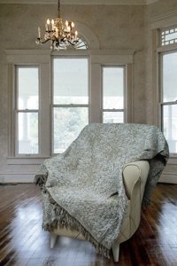 Sardia Home Pamuklu - Polyester Tay Tüyü Saçaklı Süngersiz Çizgili Hardal Tekli Koltuk Örtüsü 170x220 cm