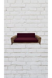 Şahane Ev Mikro Polyester Likralı Jakarlı Süngersiz Düz Giydirmeli Lastikli Bordo İkili Koltuk Örtüsü 78x55 cm