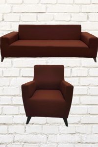 Şahane Ev Mikro Polyester Likralı Jakarlı Süngersiz Düz Giydirmeli Lastikli Turuncu Tekli Koltuk Örtüsü 85x55 cm