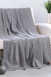 Dalisa Akrilik Örgü Jakarlı Süngersiz Gri Tekli Koltuk Örtüsü 130x170 cm