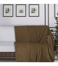 Solinas Collection Polyester Polar Süngersiz Düz Su Geçirmez Kahverengi Tekli Koltuk Örtüsü 180x215 cm