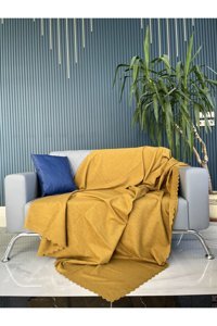 Bella Home Şönil Süngersiz Düz Sarı Tekli Koltuk Örtüsü 170x220 cm
