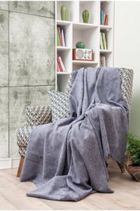 Latuda Concept Polyester Jakarlı Süngersiz Düz Gri Tekli Koltuk Örtüsü 175x215 cm