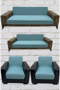 Şahane Ev Mikro Polyester Likralı Jakarlı Süngersiz Düz Giydirmeli Lastikli Yeşil Üçlü Koltuk Örtüsü 55x8 cm