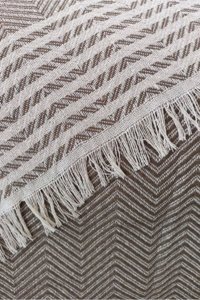 Bella Jardin Pamuklu Püsküllü Süngersiz Geometrik Desenli Haki Tekli Koltuk Örtüsü 170x210 cm