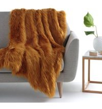 Mer Home Polyester Peluş Süngersiz Kahverengi Tekli Koltuk Örtüsü 140x140 cm