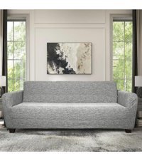 Riseler Home Likralı Jakarlı Süngersiz Çizgili Giydirmeli Gri Üçlü Koltuk Örtüsü 180x230 cm