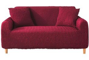 Furkanticaret Polyester Bürümcük-Likralı Süngersiz Kapitone Giydirmeli Bordo Üçlü Koltuk Örtüsü 230x180 cm