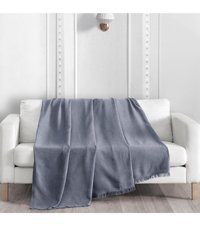 Dc Home Elite Pamuklu - Polyester Kanvas Saçaklı Süngersiz Armürlü Kaymaz Antrasit Üçlü Koltuk Örtüsü 170x230 cm