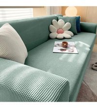 Uyumev Pamuklu - Polyester Likralı Süngerli Çizgili Giydirmeli Yeşil Tekli Koltuk Örtüsü 180x230 cm