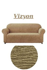 Uytm Likralı Jakarlı Süngerli Çizgili Giydirmeli Kahverengi Tekli Koltuk Örtüsü 180x230 cm