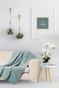 Soft Kare Porto Pamuklu - Polyester Polar Süngersiz Düz Su Geçirmez Yeşil Tekli Koltuk Örtüsü 175x215 cm