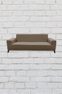 Şahane Ev Mikro Polyester Likralı Jakarlı Süngersiz Düz Giydirmeli Lastikli Kahverengi İkili Koltuk Örtüsü 55x8 cm