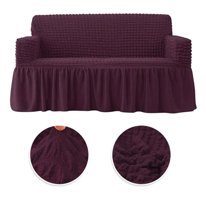 Uytm Polyester Bürümcük-Likralı Drapeli Süngerli Çizgili Giydirmeli Mor Tekli Koltuk Örtüsü 230x180 cm