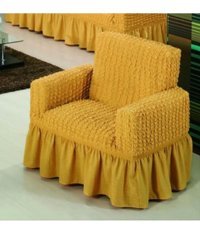 Elgeyar Pamuklu - Polyester Bürümcük Jakarlı Süngersiz Armürlü Giydirmeli Sarı Tekli Koltuk Örtüsü 70x80 cm