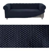 Faiend Chester Polyester Jakarlı Süngersiz Petek Desenli Giydirmeli Lastikli Antrasit Üçlü Koltuk Örtüsü 230x180 cm